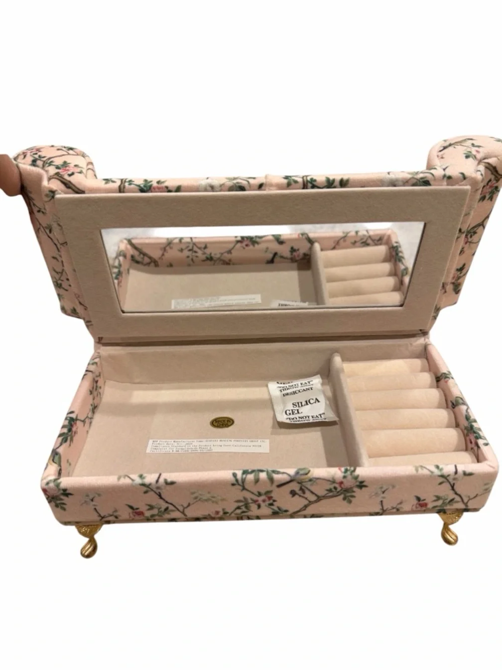 New Miniature Pink Floral Doll Sofa Jewelry Box